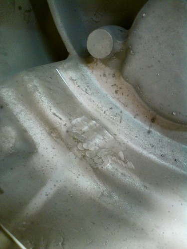 after spraying .  Transmission oil inside     